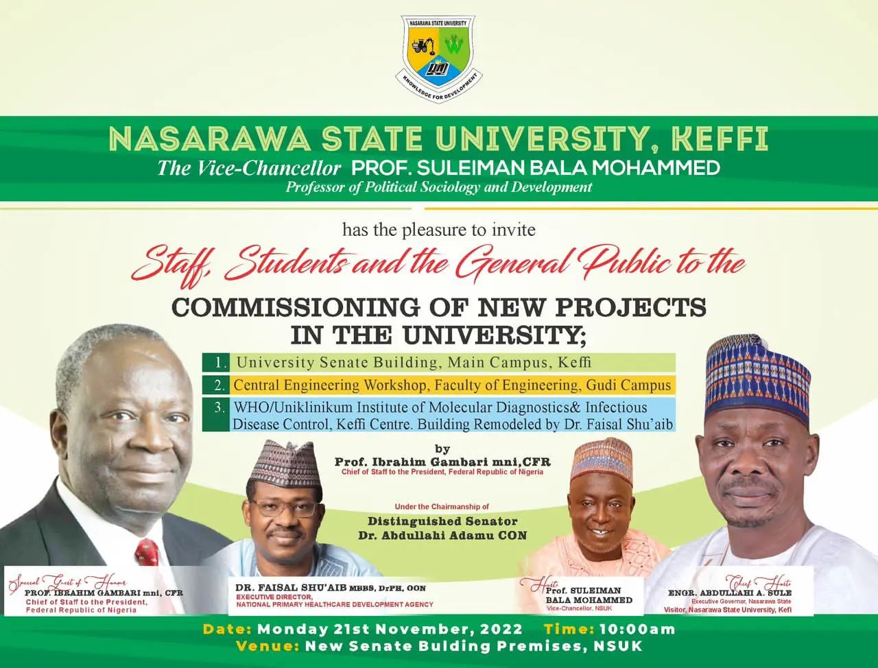 Commissioning Of New Projects In The University Nasarawa State