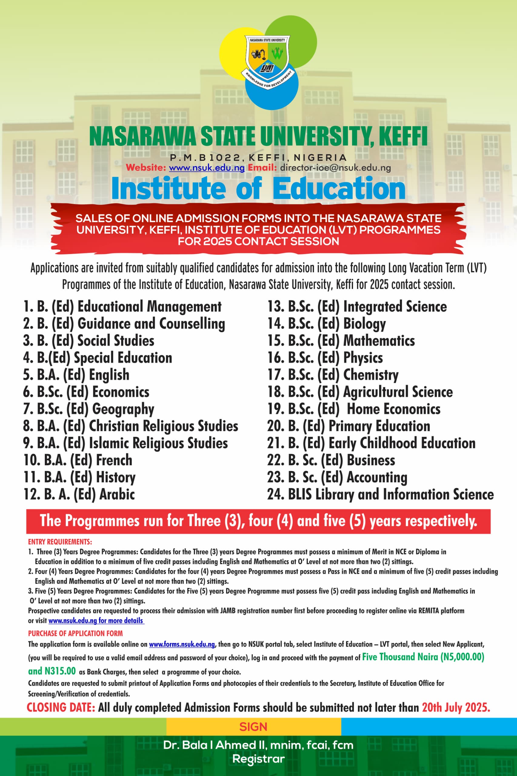 Institute of education form